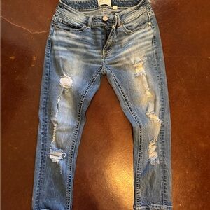 BKE Distressed Blue Ankle Jeans